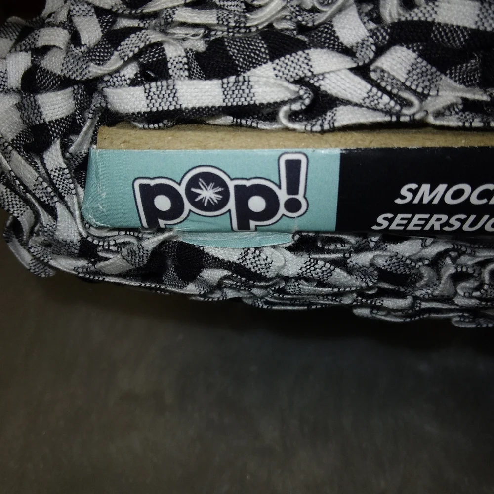 Pop  Smocked Seersucker  Black & White Gingham with 6 inches of Smocking. 8 yard